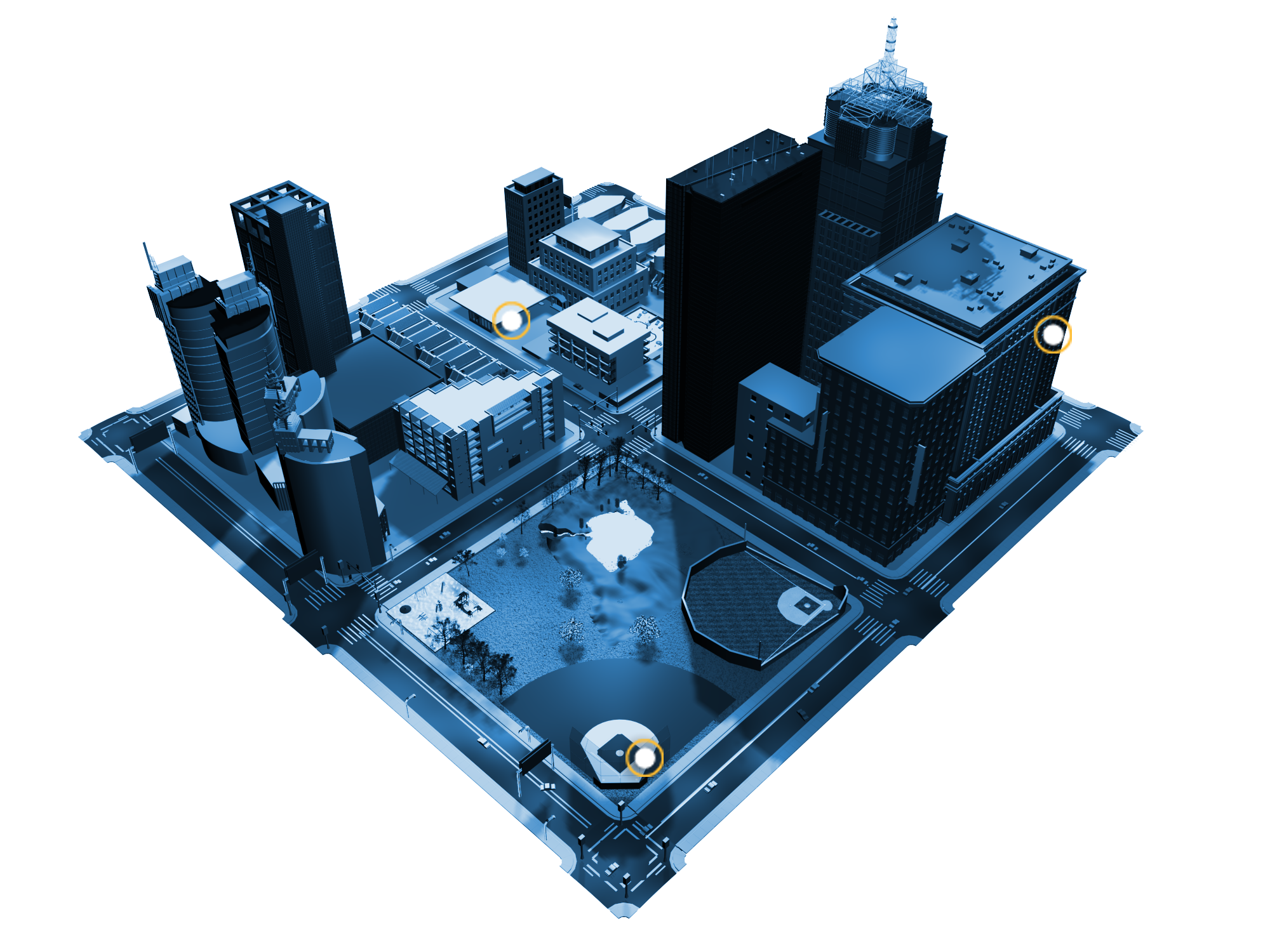 Three dimensional graphic of a city